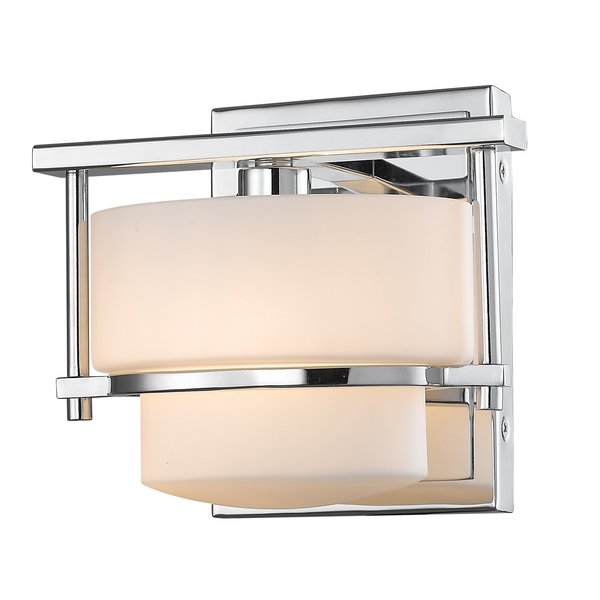 Z-Lite Porter 1 Light Wall Sconce, Chrome & Matte Opal 3030-1S-CH-LED